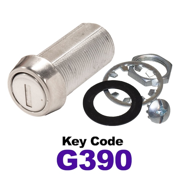 Global RV SS Compartment Lock, Cam/Blade Style, 1-3/8in Threaded Barrel, Keyed to G390, Blades not Included CLB-390-138-SS - main